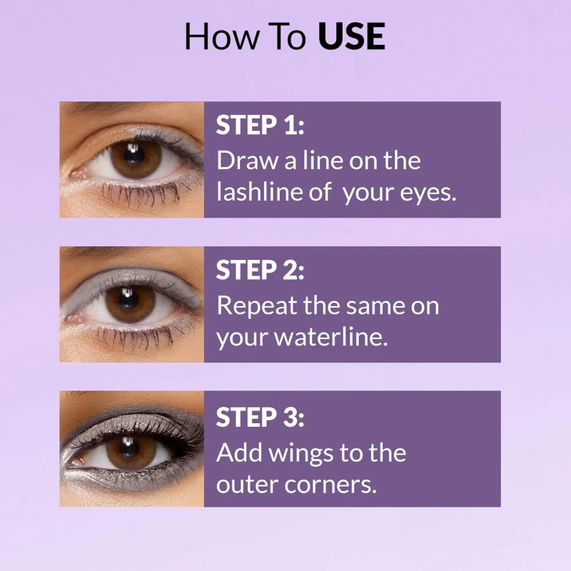 Hilary Rhoda Stroke It Eye Pencil | Coloured Eyeliner and Kajal Pencil | Easy Glide & Quick-Drying Formula | Matte Finish | Built-in Sharpener | 0.26g (Simply Purple | Shade 04) - Thumbnail 6